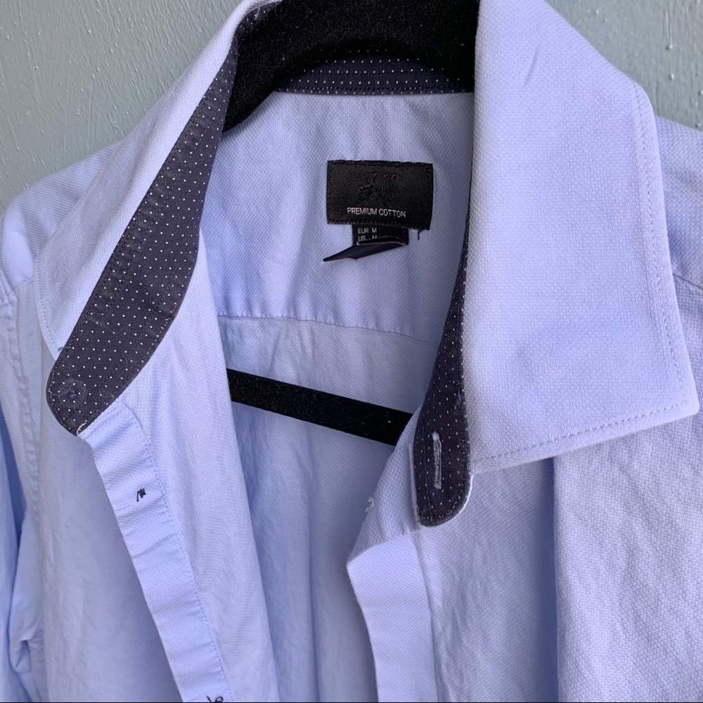 ‼️sold H&M • Premium Cotton Blue Button-Up Dress Shirt - Picture 4 of 6
